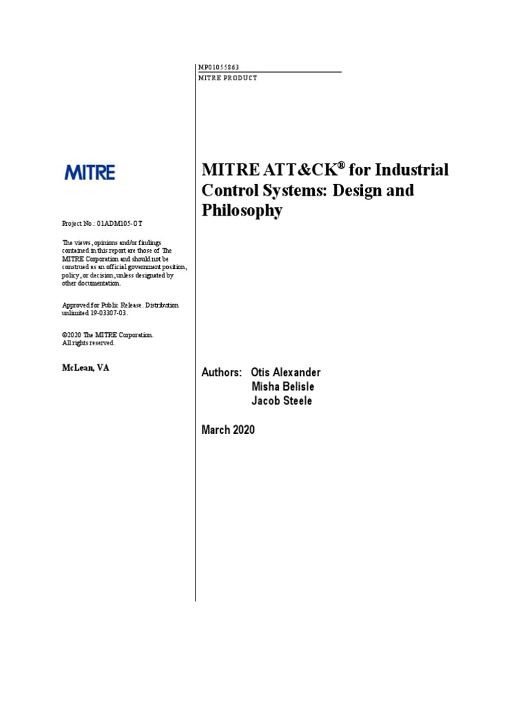 Mitre Att&Ck For Industrial Control Systems: Design and Philosophy ...