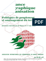 Croissance Démographique Et Urbanisation: Politiques de Peuplement Et Aménagement Du Territoire