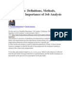 Job Analysis: Definitions, Methods, Process and Importance of Job Analysis