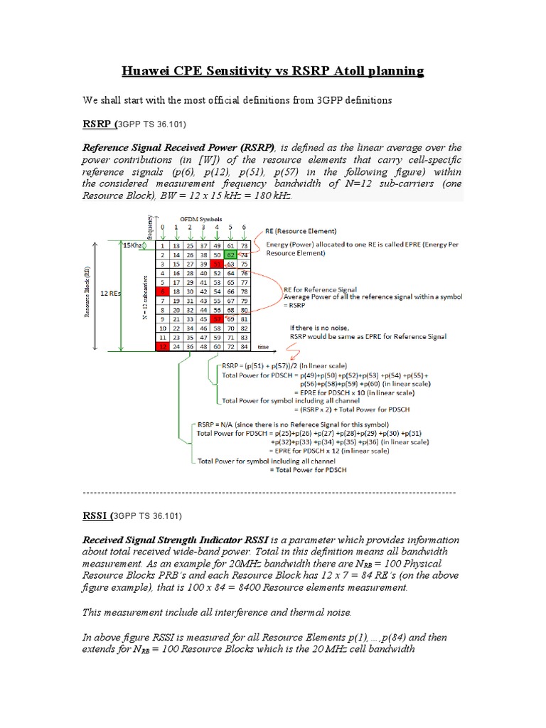 Huawei CPE Sensitivity and RSRP Analysis | PDF | Bandwidth (Signal ...