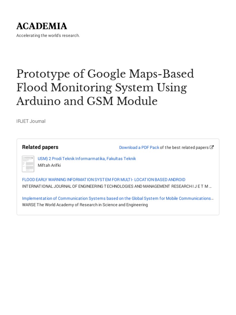 Prototype of Google Maps-Based Flood Monitoring System Using Arduino ...