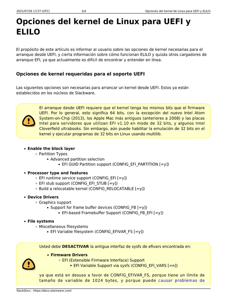 Opciones Del Kernel de Linux para Uefi y Elilo | PDF | Computadoras ...