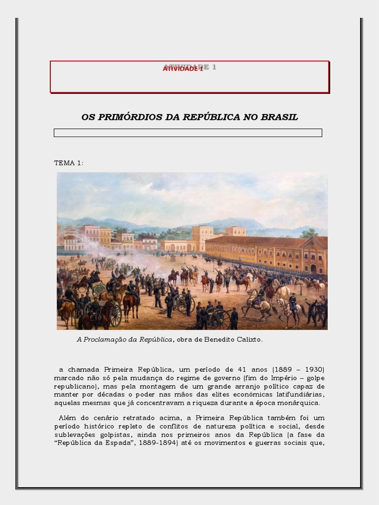 Exercícios - Revoltas Na Primeira República | PDF | República | Brasil