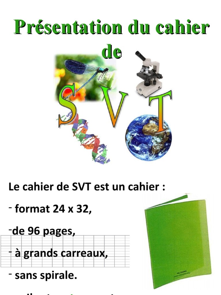 Page De Garde Svt 6ème A Imprimer Presentation Cahier SVT | PDF | Dessin | Crayon
