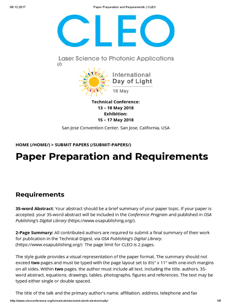 Paper Preparation and Requirements CLEO PDF Computing Written Communication