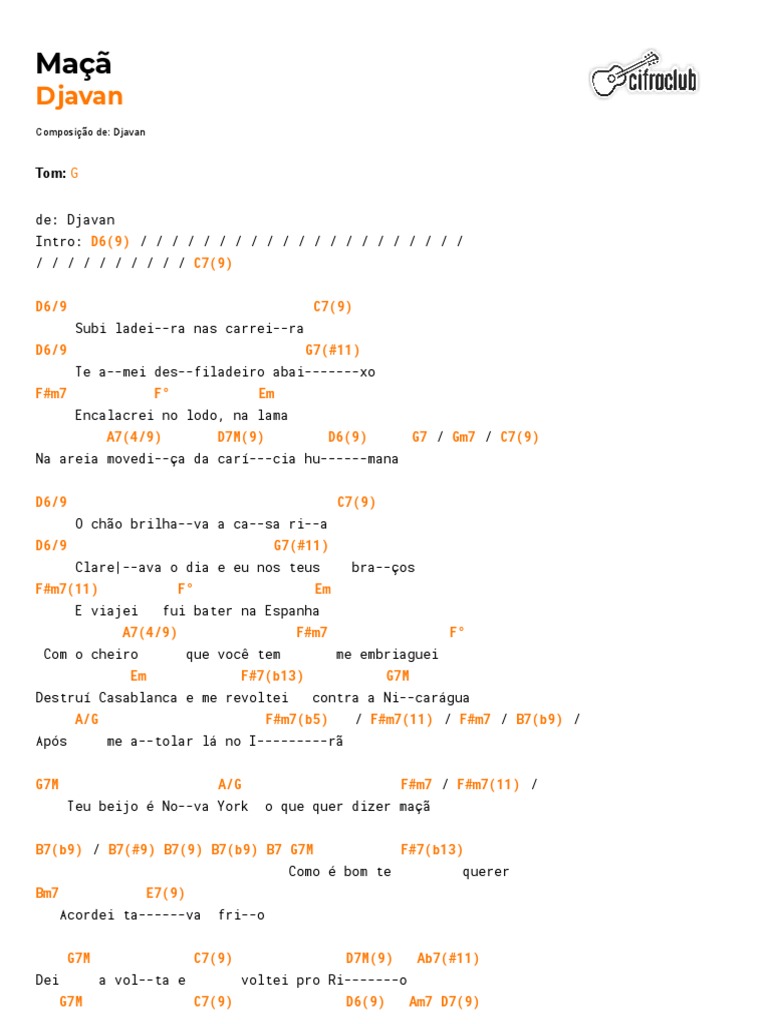 Cifra Club Djavan Maçã PDF