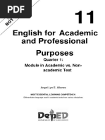 English For Academic and Professional Purposes: Quarter 1: Module in Academic vs. Non-Academic Text