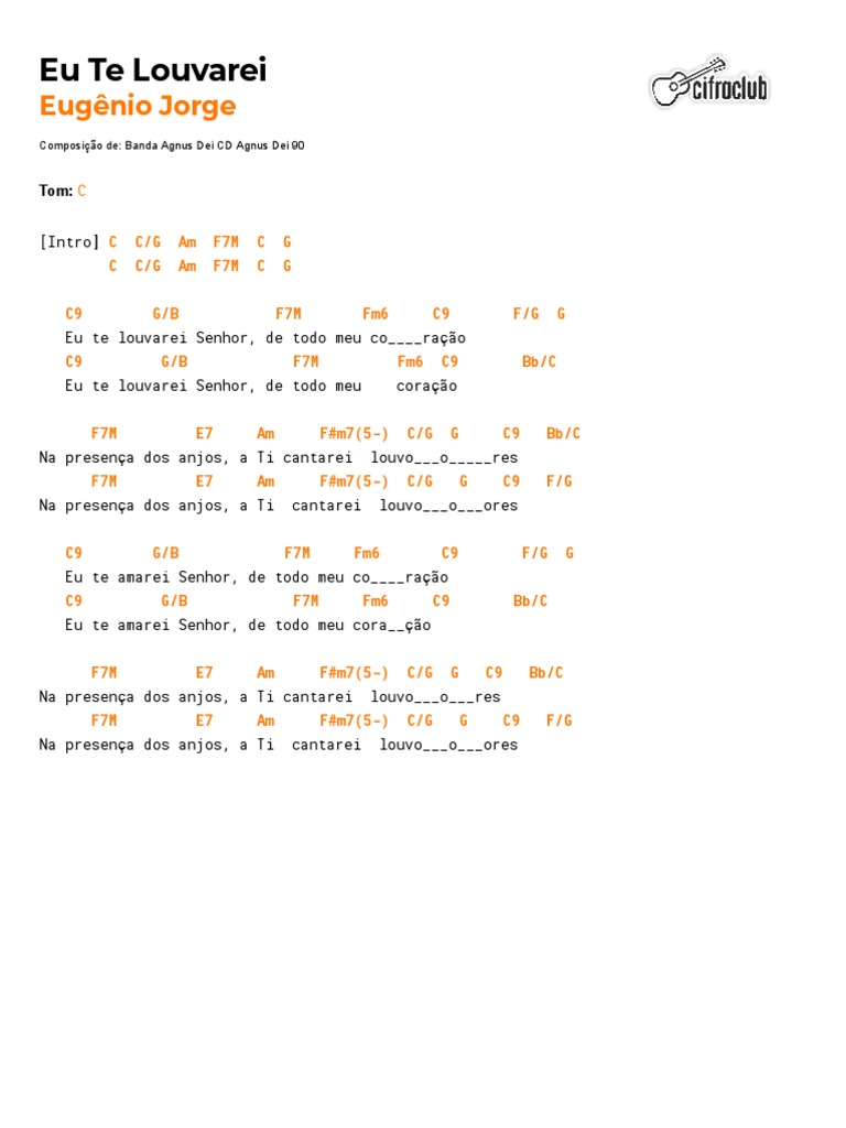 Cifra Club Eugênio Eu Te Louvarei PDF