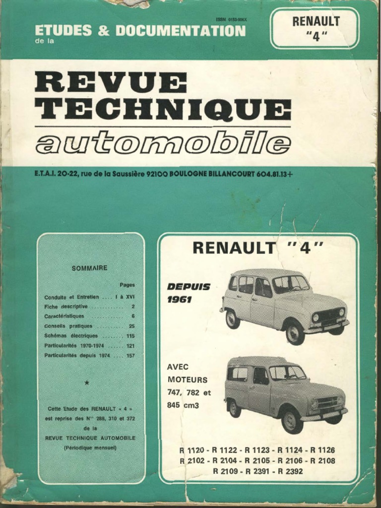 RTA Renault 4 L 4 Et 5 CV 1961-1981 | PDF | Carburateur ...
