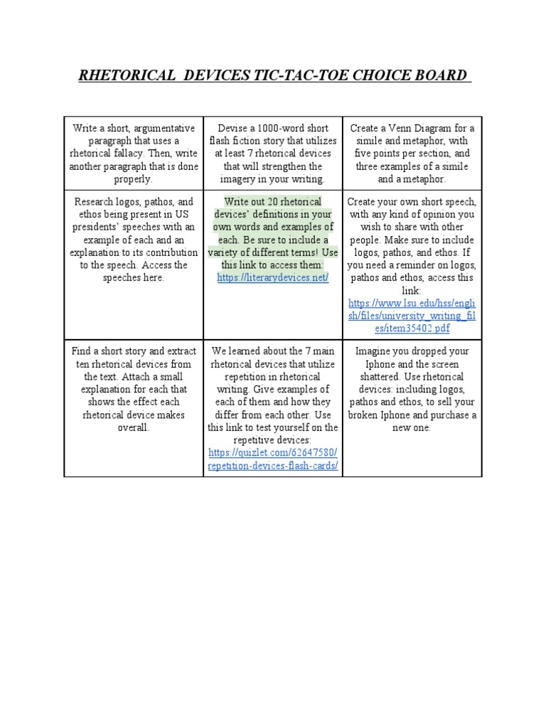 Tic Tac Toe Revision Board  Teaching writing, Writing mini