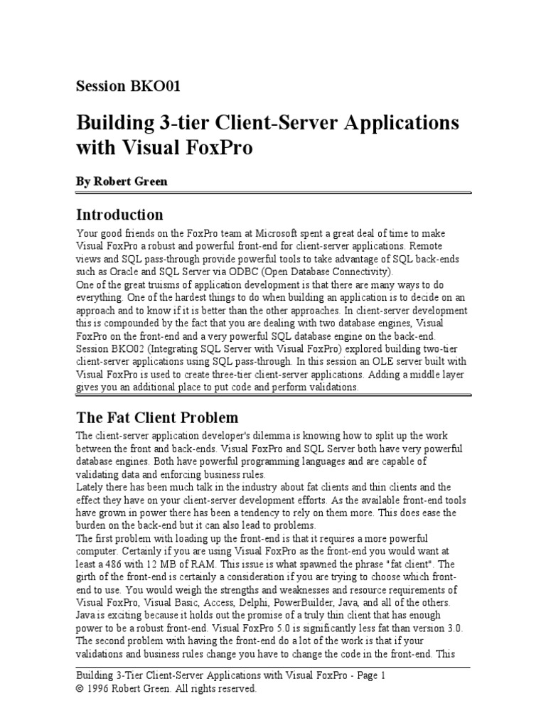 3-Tier Client-Server Apps with Visual FoxPro | PDF | Windows Registry ...