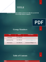 Title: Design and The Fabrication of The Dual Rotor Counter Wind Turbine
