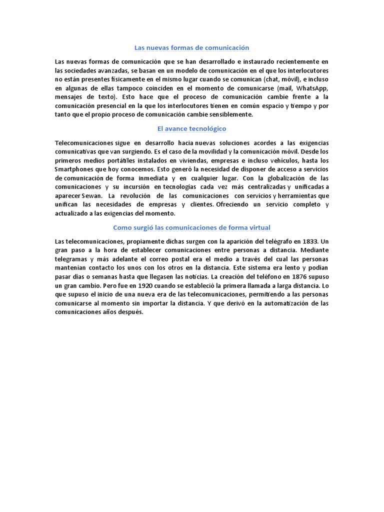 Las Nuevas Formas De Comunicación Pdf