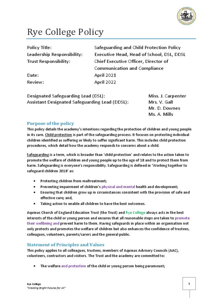 Safeguarding and Child Protection Policy | PDF | Child Protection ...