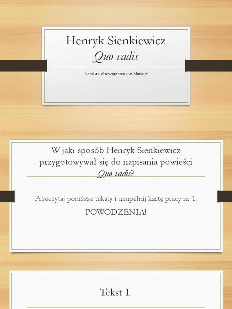 Do Jakiego Rodzaju Literackiego Należy Quo Vadis