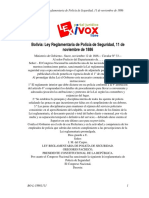 Bolivia: Ley Reglamentaria de Policía de Seguridad, 11 de Noviembre de 1886