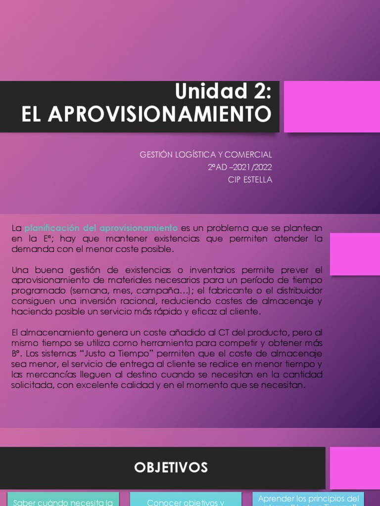 Gestión del Aprovisionamiento Eficiente | PDF | Logística | Inventario