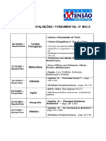 Calendário de Avaliações - 5º Ano - Outubro