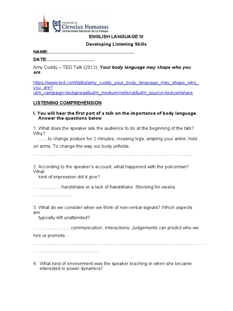 Developing Listening Skills - Your Body Language Can Shape Who You Are ...