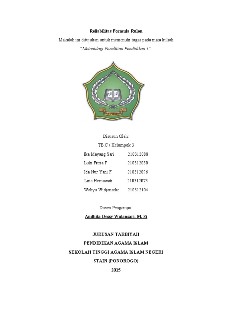 Rumus Reliabilitas Rulon dalam Penelitian | PDF