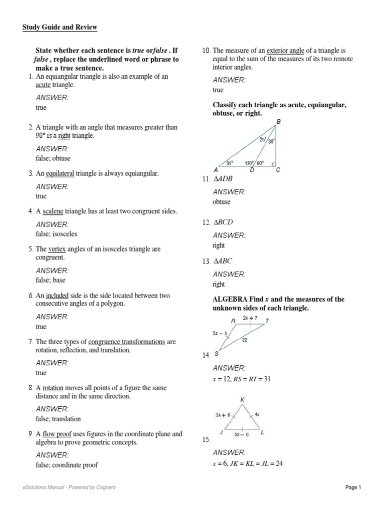 Study Guide and Review-Chapter-4 | PDF | Triangle | Angle