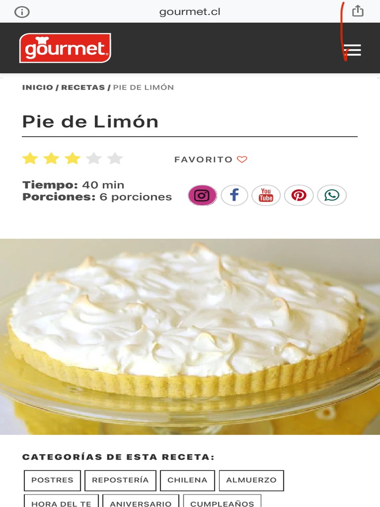 Receta Pie de Limón Gourmet PDF