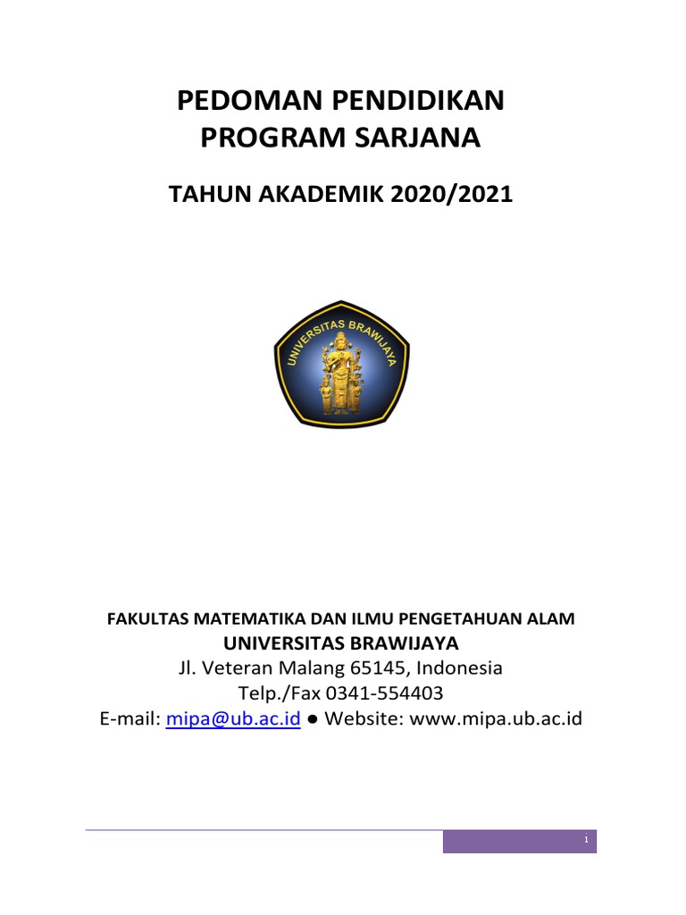 Pedoman Pendidikan S1 Mat 2020 2021 24 08 2020 Pdf