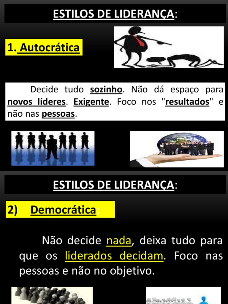 Estilos de liderança: Autocrático, Democrático, Volúvel e Detalhista | PDF