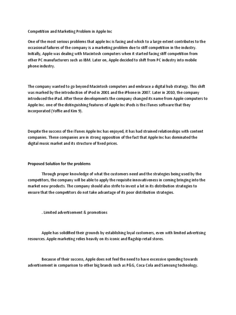 Competition and Marketing Problem in Apple Inc | PDF