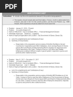 CS Form No. 212 Attachment - Work Experience Sheet - in - CSC - 180101 ...