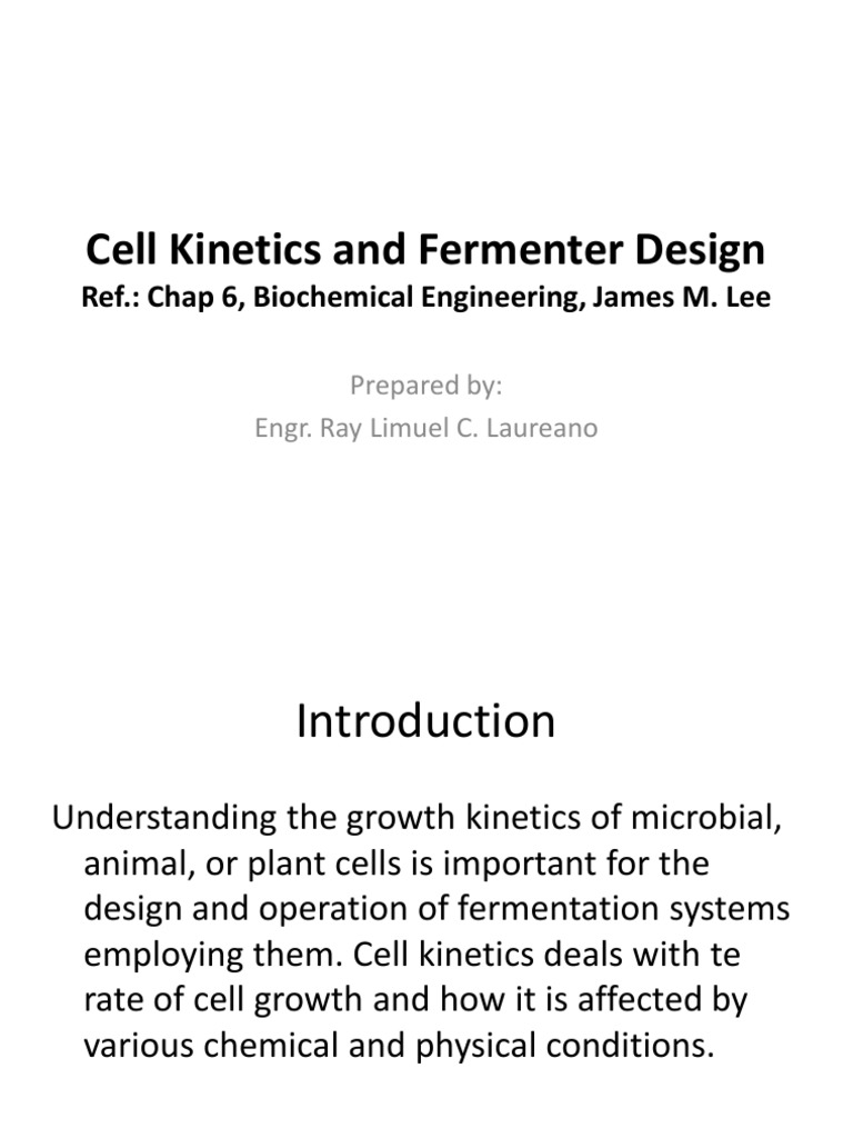 Cell Kinetics in Fermenter Design | PDF | Fermentation | Chemical Kinetics