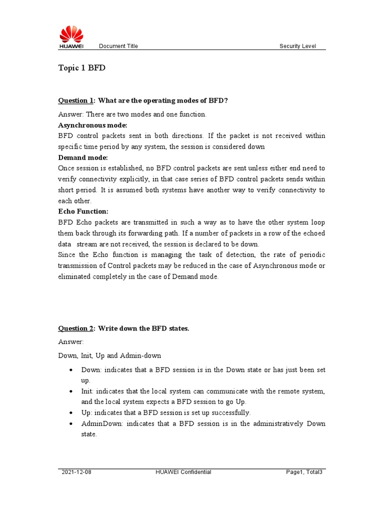 BFD Modes and State Management | PDF | Networking | Multiprotocol Label ...
