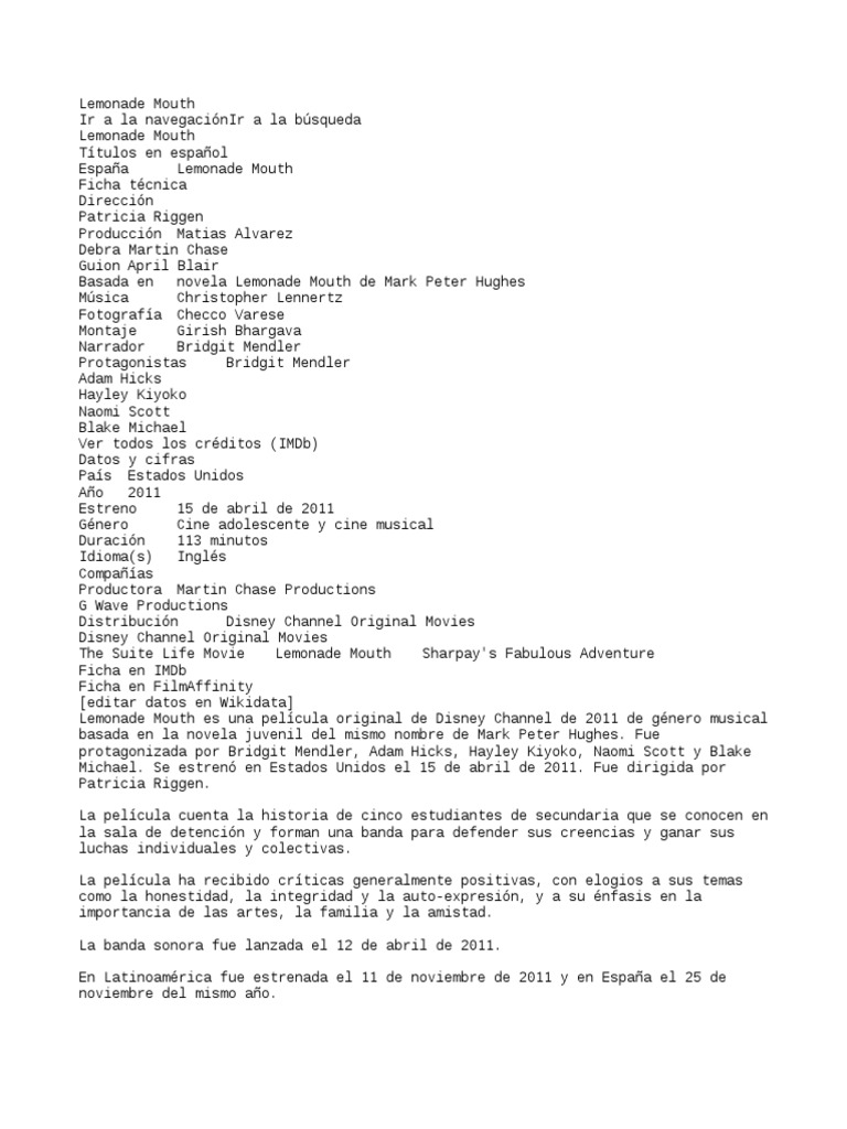 Lemonade Mouth PDF