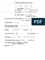 Formulário hidráulica aplicada II