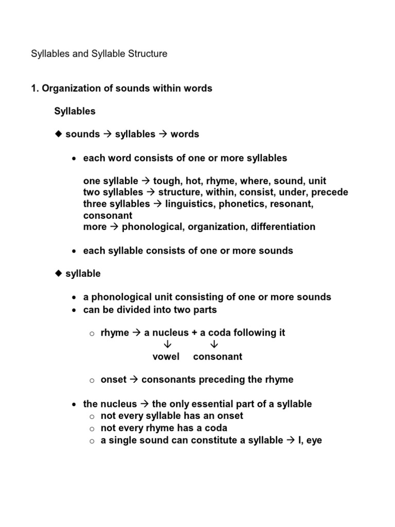 Syllable Structure Pdf