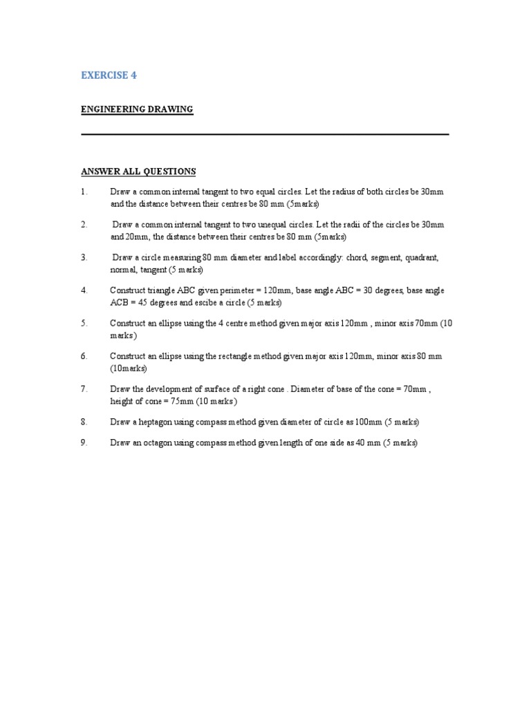 Engineering Drawing Exercise 4 PDF