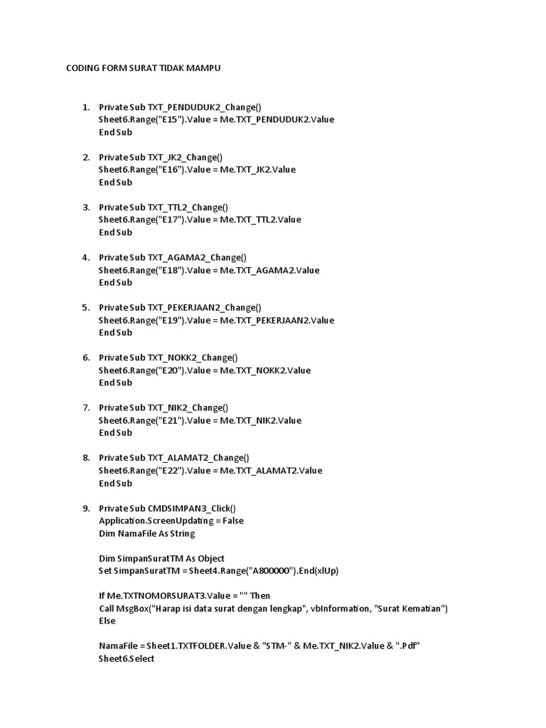 Coding Form Surat Tidak Mampu | PDF | Computer Programming | Computing