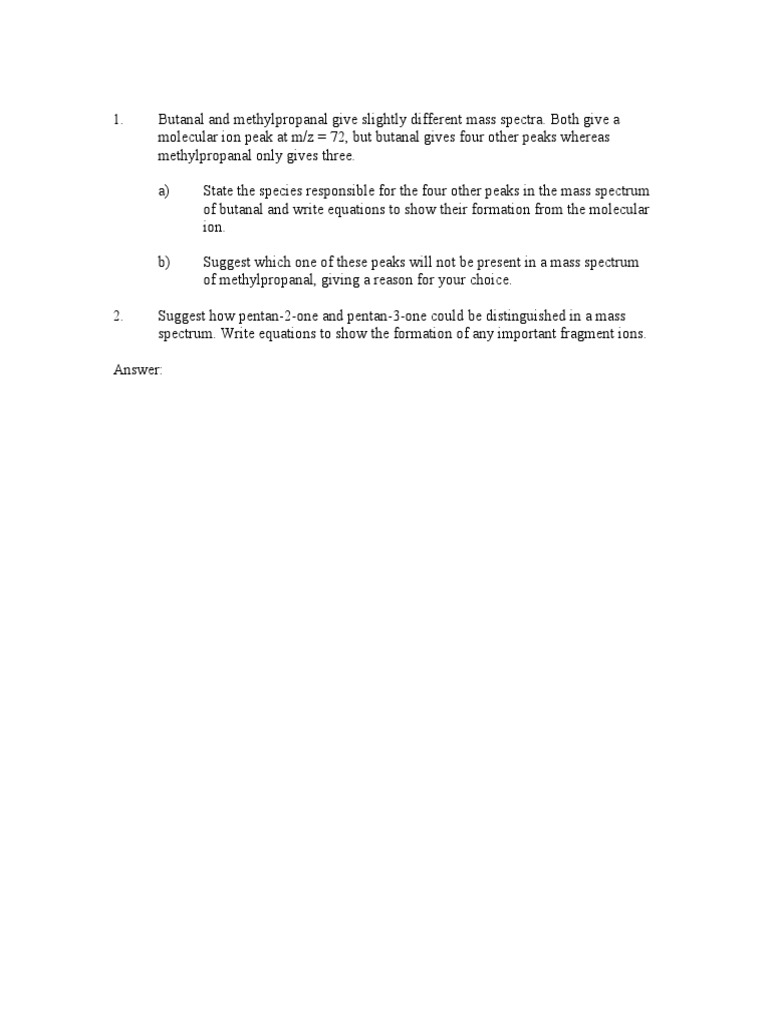 Quiz Mass Spectroscopy 12A 1p PDF