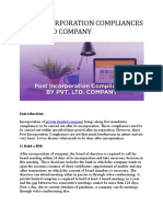 Post Incorporation Compliances by PVT LTD Company