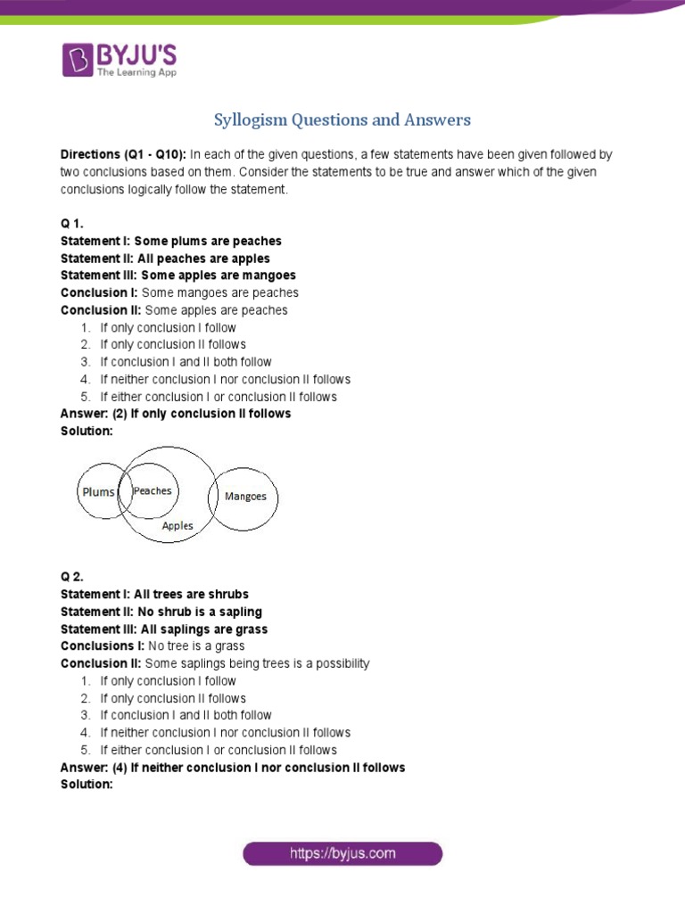 Syllogism Questions and Answers | PDF | Notebook