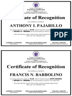 Certificate of Recognition: Anthony I. Pajarillo