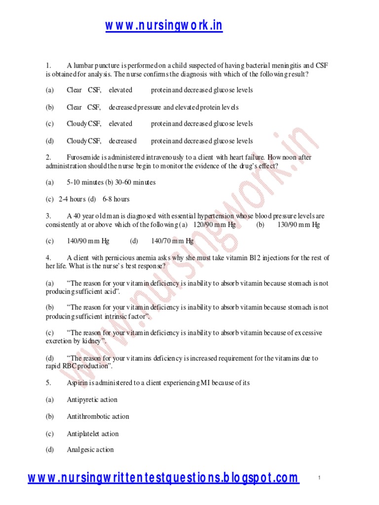 Staff Nurse Exam Solved Paper PDF PDF Diseases And Disorders Medicine
