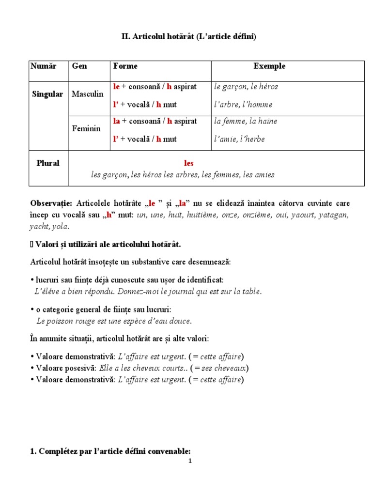 Comprendre l'article défini en français | PDF