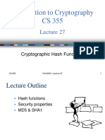 Cryptohashes 355 - Fall05 - Lect27