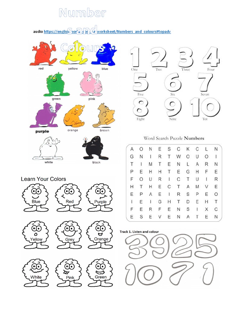 Numbers and Colours Worksheet | PDF