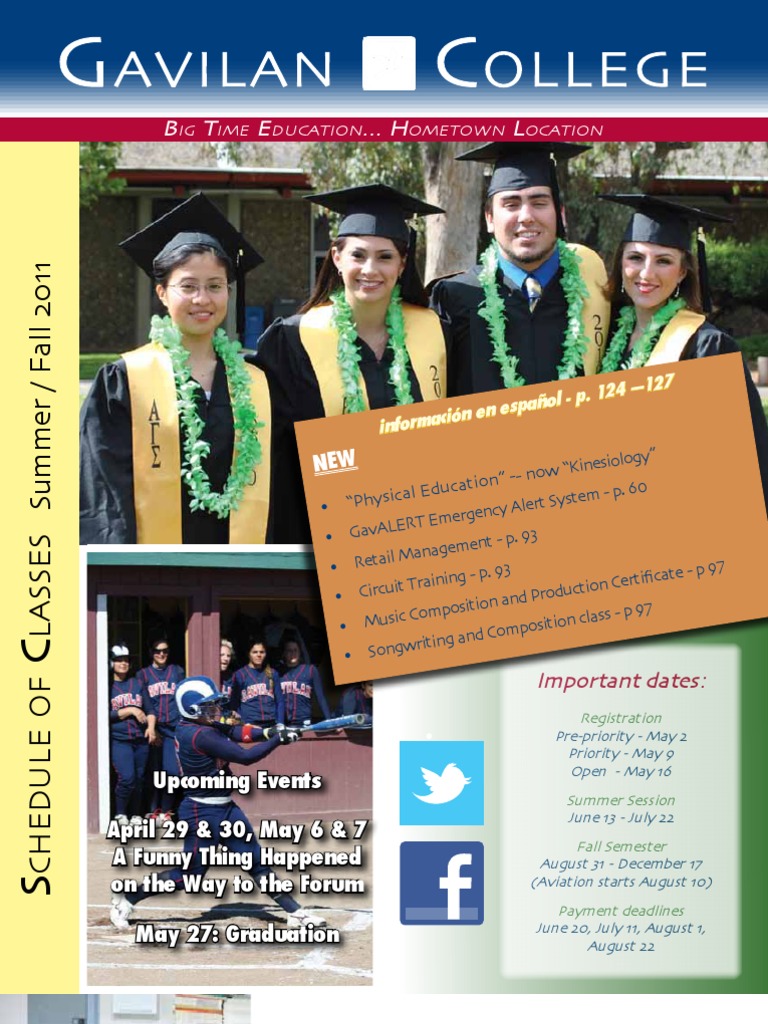 Gavilan College Schedule of Classes Fall and Summer 2011 | PDF | English As  A Second Or Foreign Language | Test (Assessment)