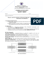 Business Finance - LAS - q1 - w2 - Finance and The Activities of Financial Manager and Financial Institutions and Markets