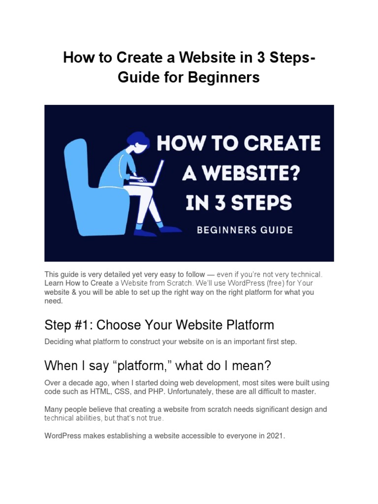 How To Create A Website in 3 Steps - Beginners Guide | PDF | File ...