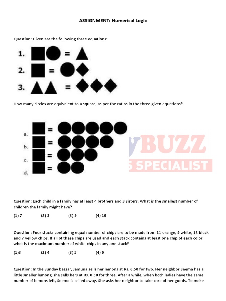 Numerical Logic Assignment Questions | PDF
