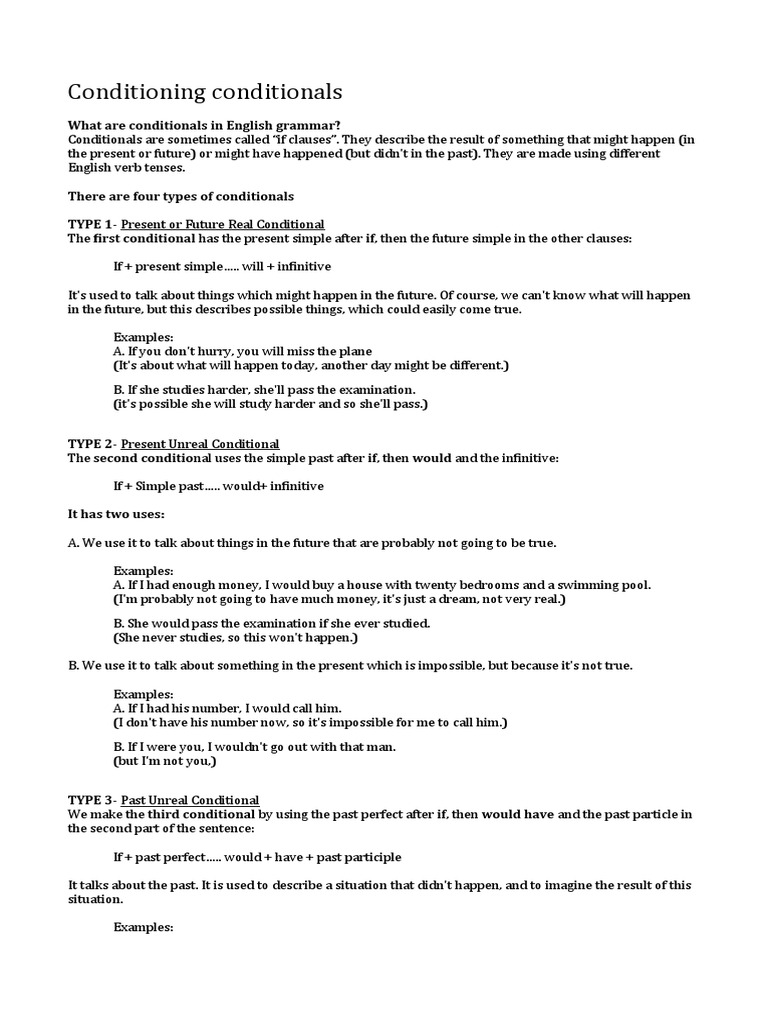 Conditioning Conditionals What Are Conditionals in English Grammar